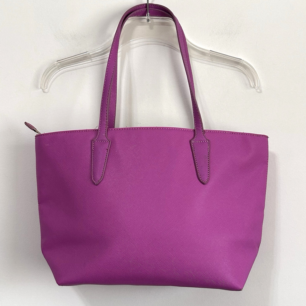 David Jones Paris Purse Tote Purple Vintage Zipper 17x10 Faux Leather Party NEW